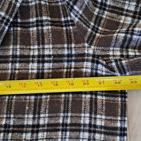 Brown Plaid Soft Long Button Down Oversized Mid Lightweight Coat Jacket - Picture 10 of 10